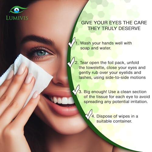 Tea Tree Oil Eyelid Wipes ? 72 Individually Wrapped Pads for Daily Eyelid Cleansing, Makeup Removal & Lash Hygiene ? Natural, Soothing Formula for Sensitive Eyes