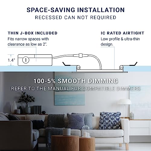 16 Pack 4-Inch LED Recessed Ceiling Lights Dimmable 5 CCT Ultra-Thin ETL-Listed