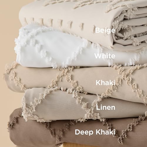 Bedsure White Boho King Duvet Cover with Embroidery - 104x90 Inches