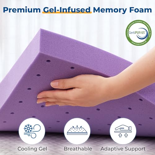 Twin XL Gel Memory Foam Mattress Topper 3 Inch Cooling Support with Washable Bamboo Cover