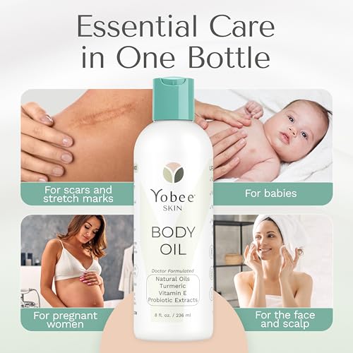 Yobee Hydrating Body Oil for Dry, Itchy, Sensitive Skin, Eczema & Psoriasis, Dermatologist Formulated, Moisturizing After Shower Dry Skin Treatment, Natural Formula, 8oz