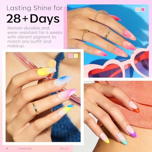 modelones 32 PCS Gel Nail Polish Set, 28 Colors 2026 Spring Pastel Easter Colorful Gel Polish with No Wipe Base Coat, Glitter & Glossy & Matte Top Coat Soak Off LED Nail Art Kit Salon DIY Home Gift