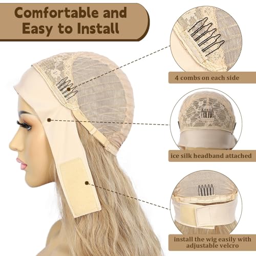 Blonde Synthetic Body Wave Wig with Headband - 26 Inch