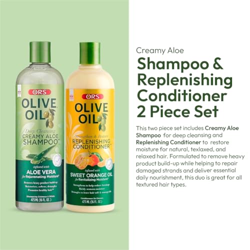 ORS Olive Oil Aloe Shampoo & Replenishing Conditioner Set - Hydrating Hair Care