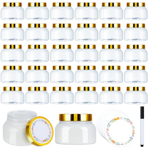 Clear Plastic Sugar Scrub Jars with Gold Lids - 8 oz Pack of 32 - Variation: Clear