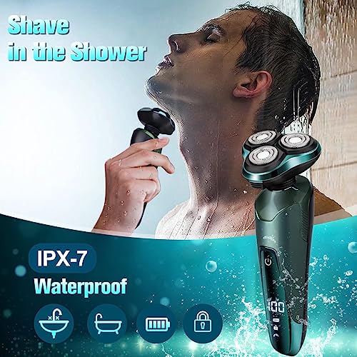Electric Razor for Men, Cordless Rechargeable 3D Rotary Shaver with LED Display, Wet/Dry Waterproof Men¡¯s Shaving Kit with Pop-Up Trimmer, Ideal Razor Gift for Husband, Dad, Boyfriend
