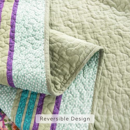 YAYIDAY Queen Size Patchwork Bedspread Set - 90 x 98 inch Cotton Quilt for All Seasons