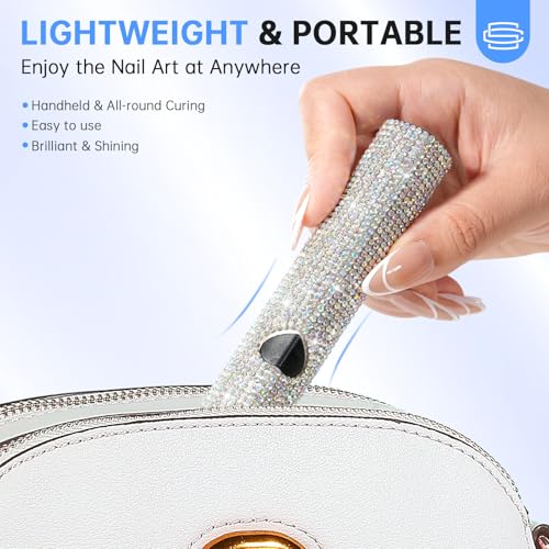 UV LED Nail Lamp 72W Rechargeable Sparkly Nail Dryer Gel Polish Light with 5 Timer Setting & Handheld UV Nail Lamp, Portable LED Nail Lamp, Mini Nail Dryer