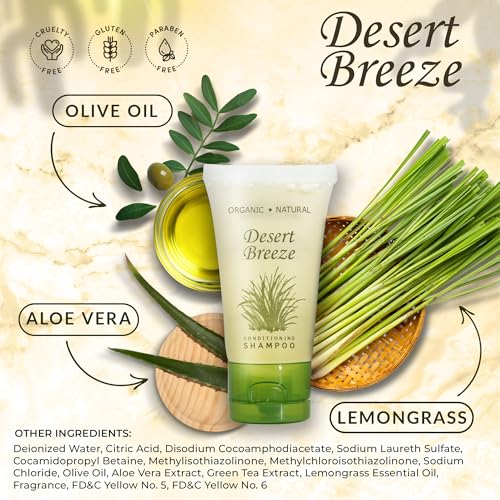 Desert Breeze 20-Pack Travel Size Shampoo with Green Tea Lemongrass Scent - Hotel & Hospitality Bulk Toiletries