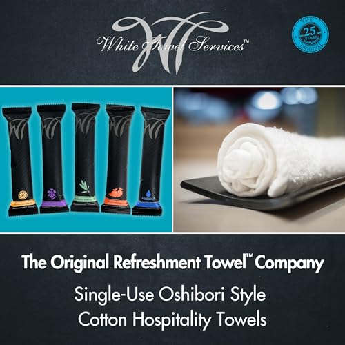 White Towel Services 10" x 10" inch Moist Cotton Towel Individually Wrapped - Unscented (Case of 50)