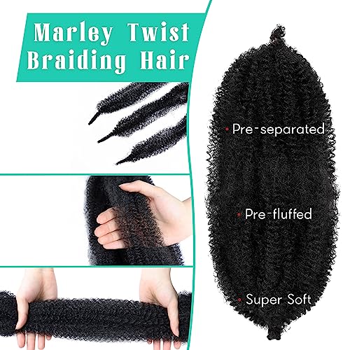 GOWIT 16 Inch Black Marley Twist Braiding Hair - 7 Packs, Soft & Pre-Stretched