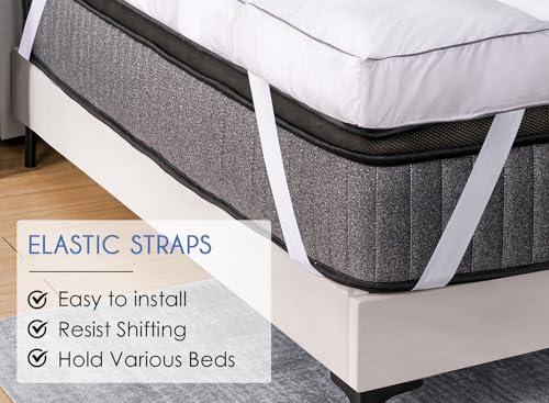 Marine Moon Full Cooling Plush Mattress Topper - Classic Square White