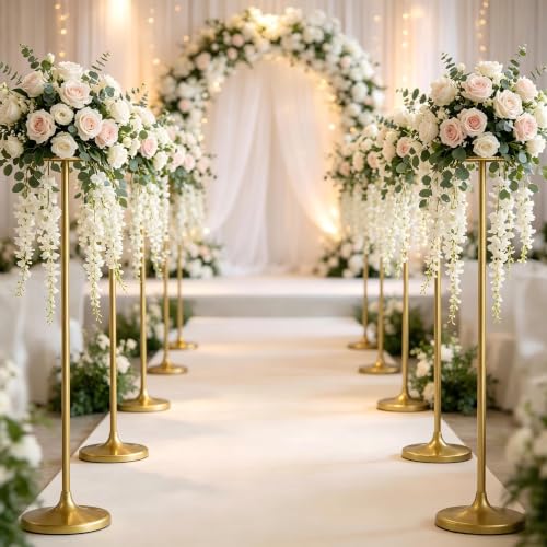 4pcs Gold Metal Wedding Flower Stand - Adjustable 39.4" Tall Table Centerpieces