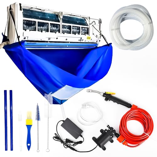 9Pcs Air Conditioner Cleaning Kit with Support Rods, Heavy-Duty Washing Tool & Water Bag