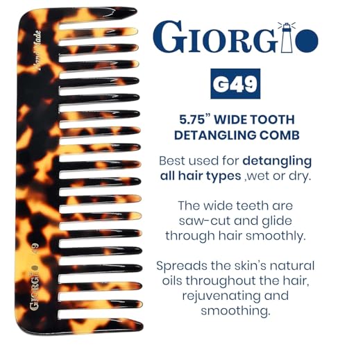 Giorgio 3 Pack Yellow Tokio Large 5.75 Inch Wide Tooth Hair Comb for Thick Wet & Dry Hair