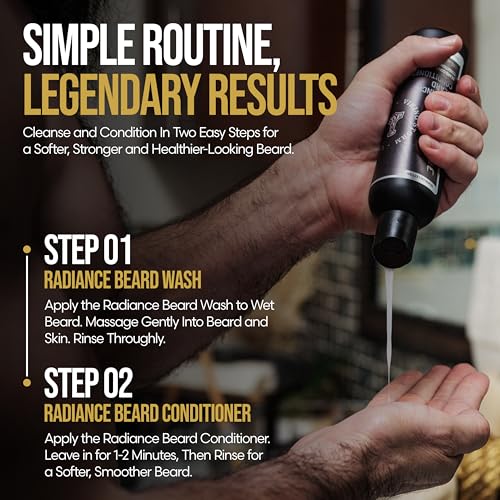 The Beard Struggle - Radiance Beard Wash & Conditioner Bundle - Gold Collection - Pack of 2, Valhalla's Gates - Nourish, Cleanse, Softens, & Strengthens Beard - Beard Wash and Conditioner for Men
