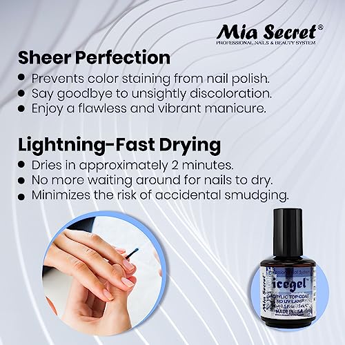 Mia Secret Professional Nail System Ice Gel Acrylic Top Coat No Uv Lamp