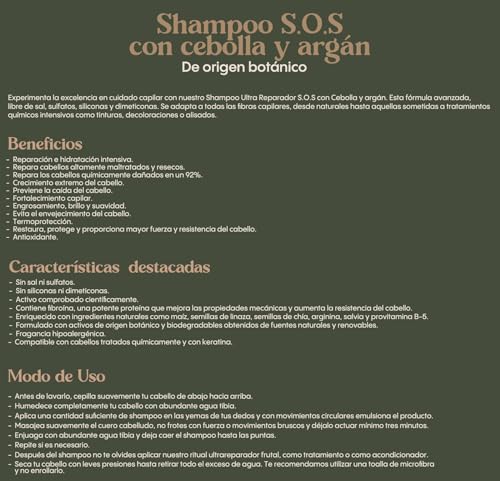 Ritual Botanico Ultra Repair SOS Shampoo with Onion & Argan 250ml - Colombian Hair Treatment