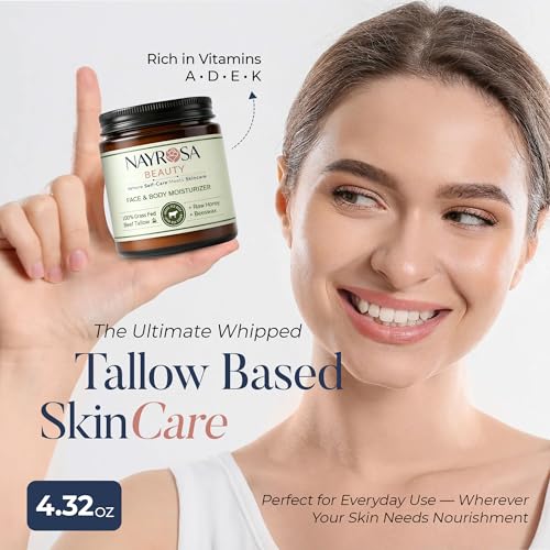 Natural Beef Tallow Moisturizer for Face & Body - 120ml Whipped Hydrating Cream