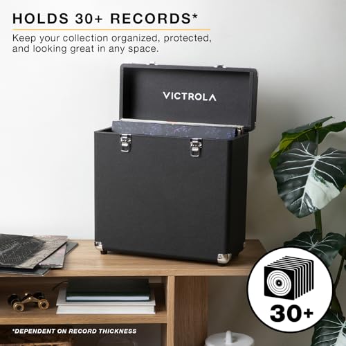 Collector II Vinyl Storage Case by Victrola (Black) Holds 30+ LPs