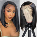 12 Inch Natural Black Human Hair Bob Wig with 13x4 HD Lace Frontal - Glueless, Pre-Plucked, 150% Density