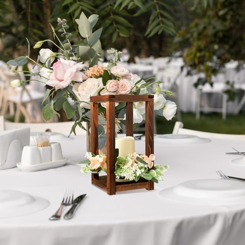 Wooden Wedding Lantern Centerpiece Set - Brown, 30 Pieces
