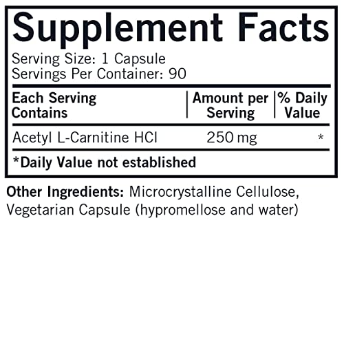 Acetyl L-Carnitine 250mg - Energy & Antioxidant Support, 90 Capsules