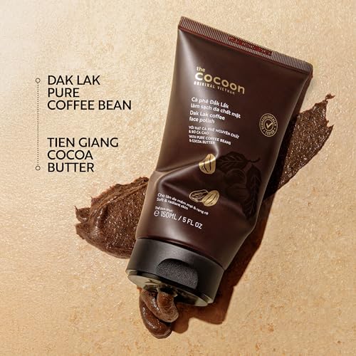 Cocoon Original Vietnam Coffee Face Scrub - 150ml Facial Exfoliator with Cocoa Butter - Gentle Skin Renewal