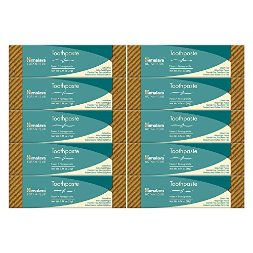 Himalaya Botanique Neem & Pomegranate Travel Toothpaste Set - Mint, 0.74 oz, Pack of 10