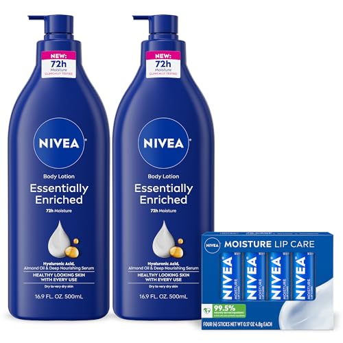 NIVEA Skin Care Set - Body Lotion & Lip Balm Pack - Enriched Moisturizing