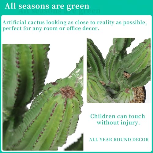 32 Inch Artificial Cactus Tall Fake Cacti with Planter for Indoor Outdoor Decor - Faux Saguaro Plant