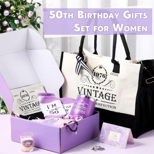50th Birthday Gift Set for Women Vintage 1976 Tumbler & Accessories - Variation of 50 Th
