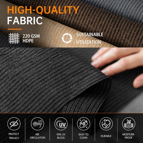 Outdoor Roller Shades for Patio 8' x 6' Black - UV Block & Privacy, Cordless, Quick Install