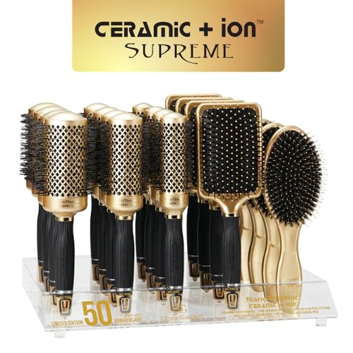 Olivia Garden Gold Ceramic + Ion Supreme Paddle Brush - Large Boar & Ionic Bristles