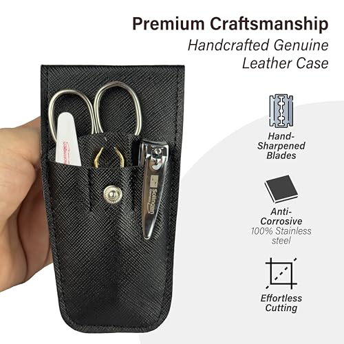 Black Solingen Manicure & Pedicure Set for Men & Women with Travel Case