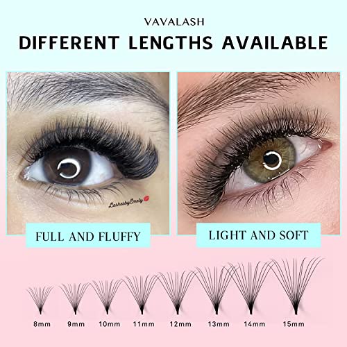 VAVALASH 600 Fans Premade Fans Eyelash Extensions 5D 6D 7D 8D 10D 12D 14D 16D 24D Premade Lash Fans 8-15mm Mixed Length Promade Loose Fans Thin Base Premade Volume Lash Extension(12D-0.05-D-8-15mm)