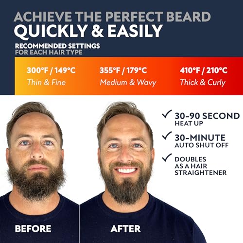 Arkam Premium Beard Straightener Kit - Heated Beard Brush with Anti-Scald & Travel Bag
