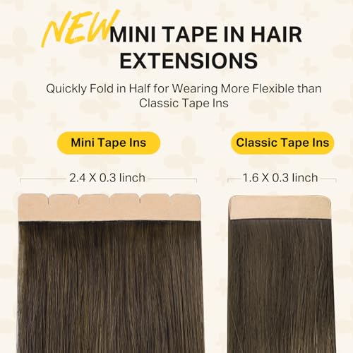 DOORES Tape in Weft Hair Extensions Human 16" 35g Invisible PU