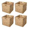 Foldable Hyacinth Storage Baskets Set of 4 - 12 Inch Unlined