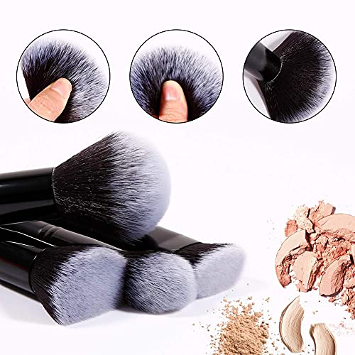 DUcare Makeup Brushes 15Pcs Premium Synthetic Kabuki Makeup Brush Set, Professional Foundation Concealers Powder Blush Blending Face Eye Shadows Black Brush Sets