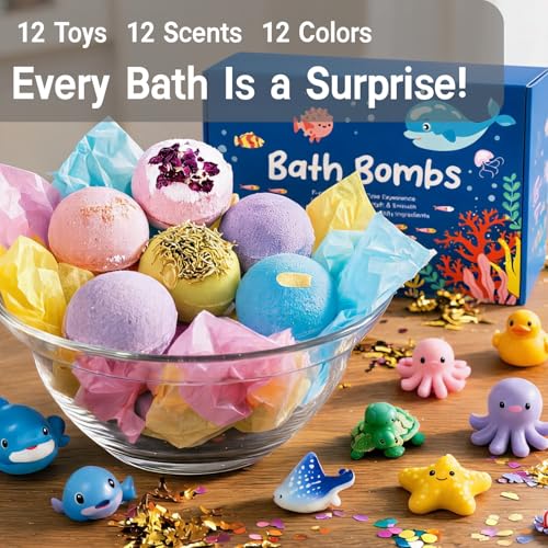 12 Pack Shea Butter Bath Bomb Gift Set - Relaxing Mineral-Rich Spa Fizzies