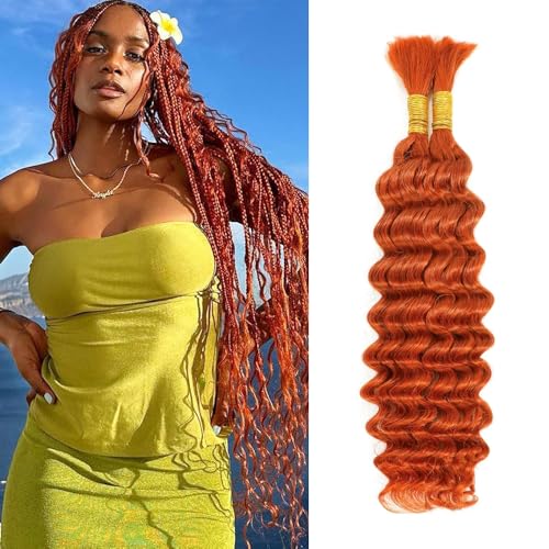 Bulk-#350 Orange Human Boho Braiding Hair 20 Inch 2 Bundles for Braids
