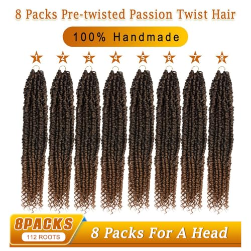 Nice One Pre-Twisted Passion Twist Crochet Hair 18 Inch - Pack of 8, T30