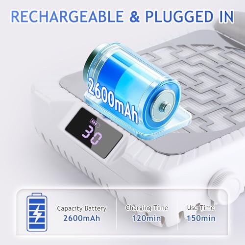 Rechargeable Nail Dust Collector White-2, Portable & Adjustable Nail Vacuum with LED Display