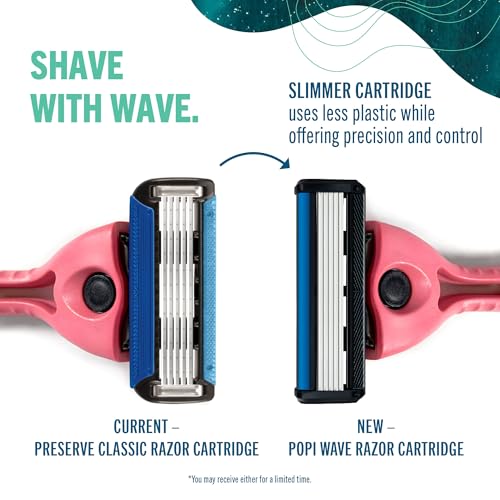 Preserve POPi Shave 5 Blade Razor Refills - Vitamin E Strip, 8 Pack (Variation of Replacement Cartridges 8ct)