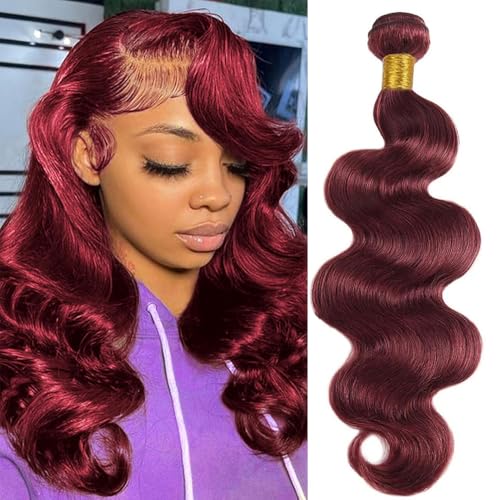 Burgundy 14 Inch Body Wave Human Hair Extensions - Single Bundle