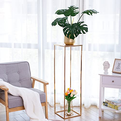 Inweder Gold Tall Wedding Stand Pack of 2 - 39.4in Metal Display Stands with Metal Panel