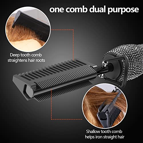 Black LCD Digital Display Diamond Hot Comb - 13.1x2.3in, 500°F, Adjustable Temp for All Hair Types - DAN Technology