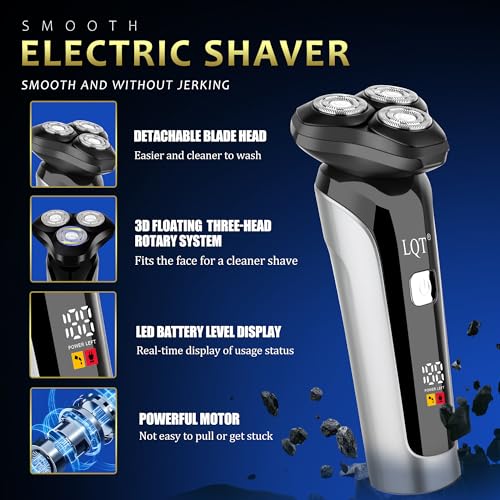 Professional Barber Kit for Men, Cordless Hair Clipper, Trimmer & Rotary Shaver Set with LED Display, USB-C Rechargeable Battery,Precision Blades,Adjustable Speeds,Low Noise,Grooming Gifts for Men