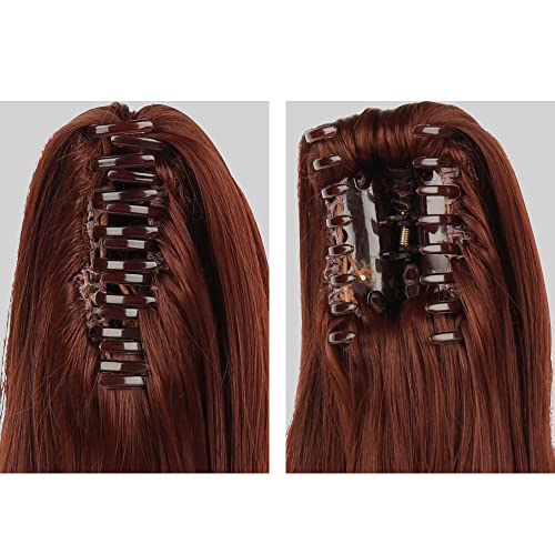 Auburn Ponytail Extensions 22 Inch Pack of 2 Claw Clip-In Hairpieces for Women